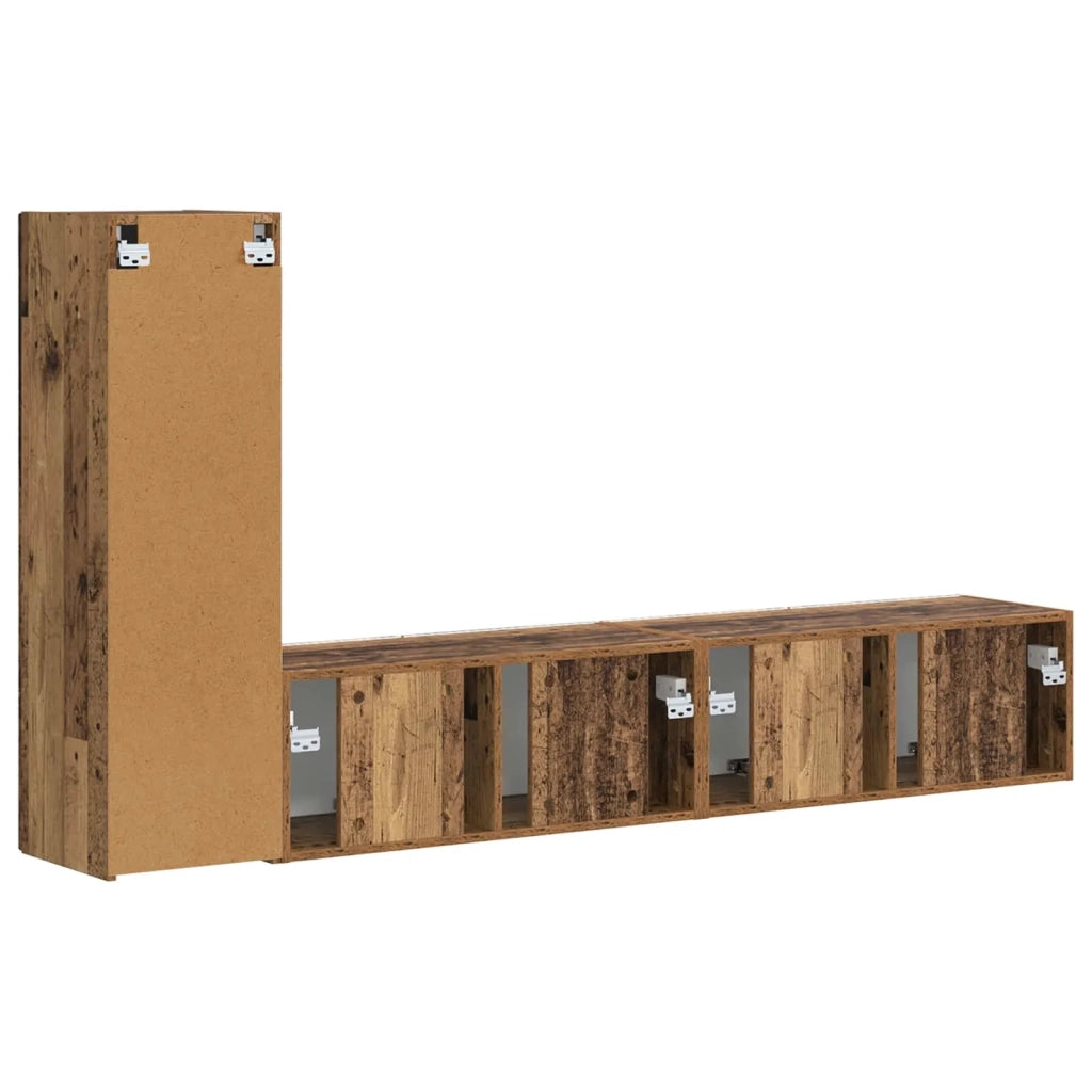 Set mobile TV 3 pz-Credenza per TV Legno vecchio Legno multistrato 419535