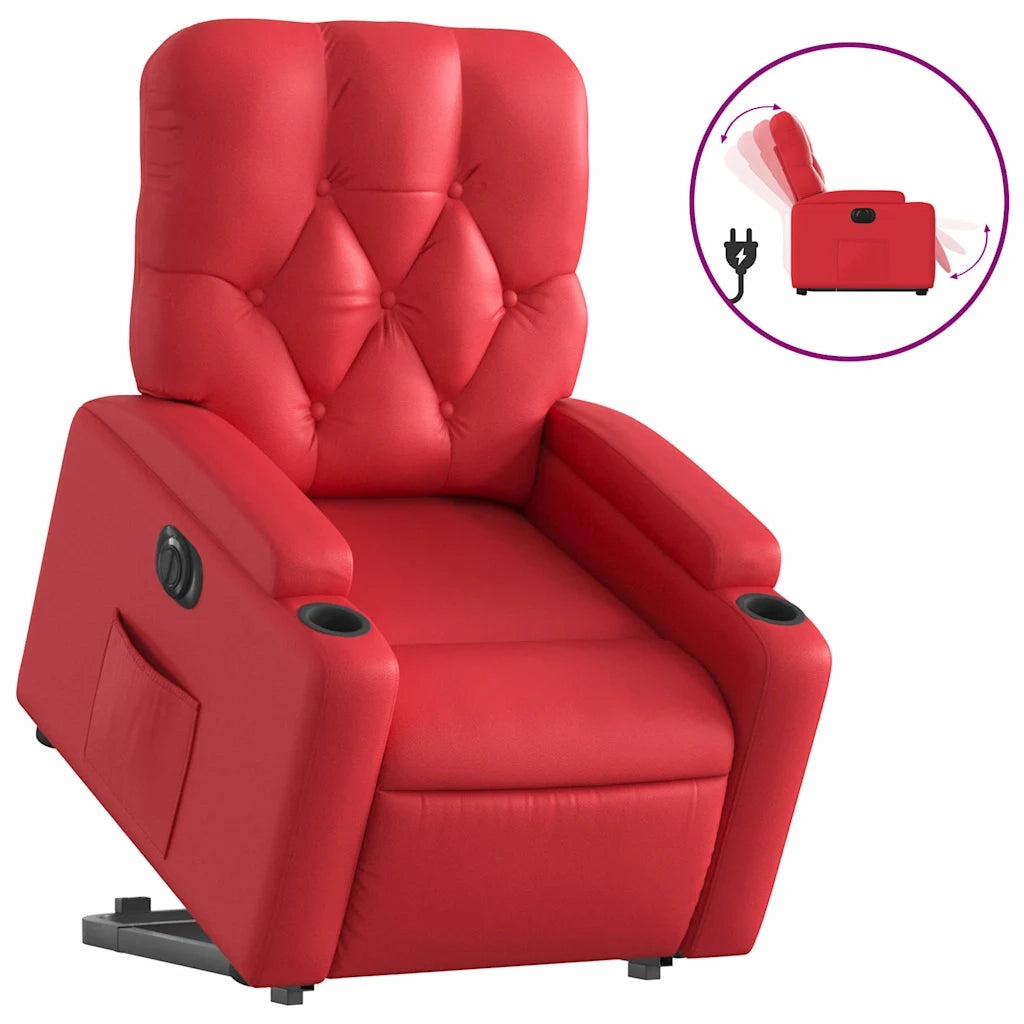 Poltrona Alzapersona Reclinabile Elettrica Rossa in Similpelle 3204791