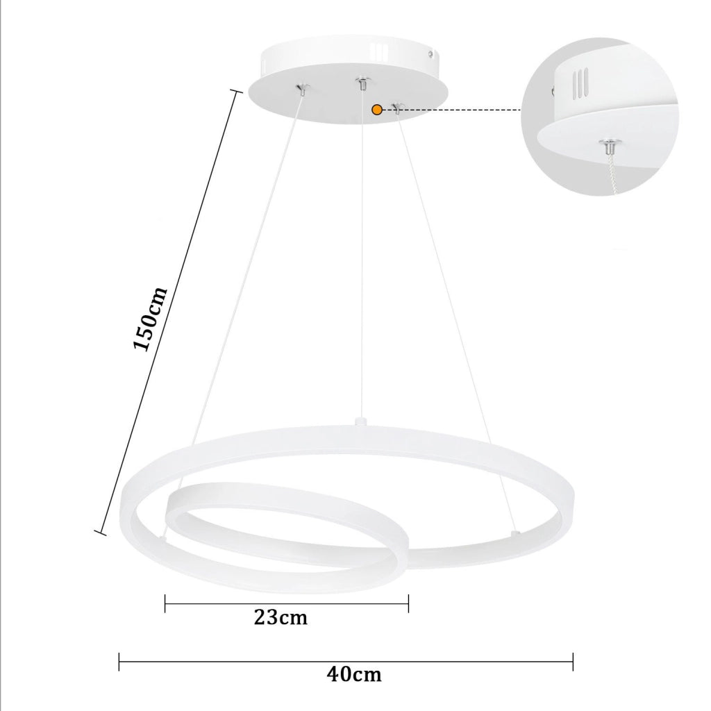 Lampada a sospensione ZMH 40 cm Design moderno Bianco Soggiorno Sala da pranzo Camera da letto