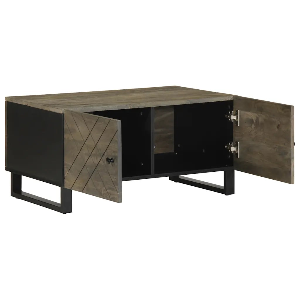 Tavolino da Salotto-Tavolino da soggiorno-Tavolo Nero 80x50x40 cm in Legno Massello di Mango 526241