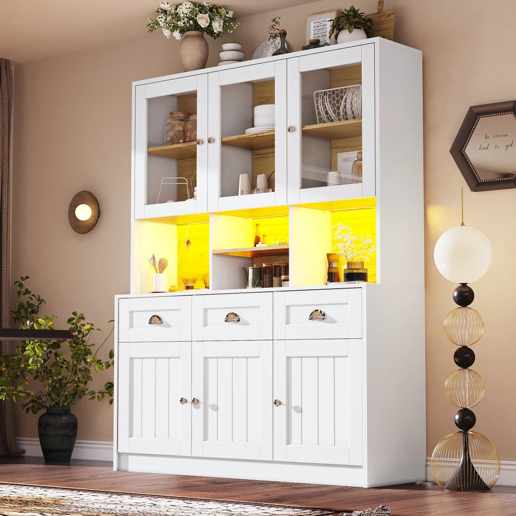 ARMADIO Cucina 140x40x175 cm MDF Bianco con illuminazione LED