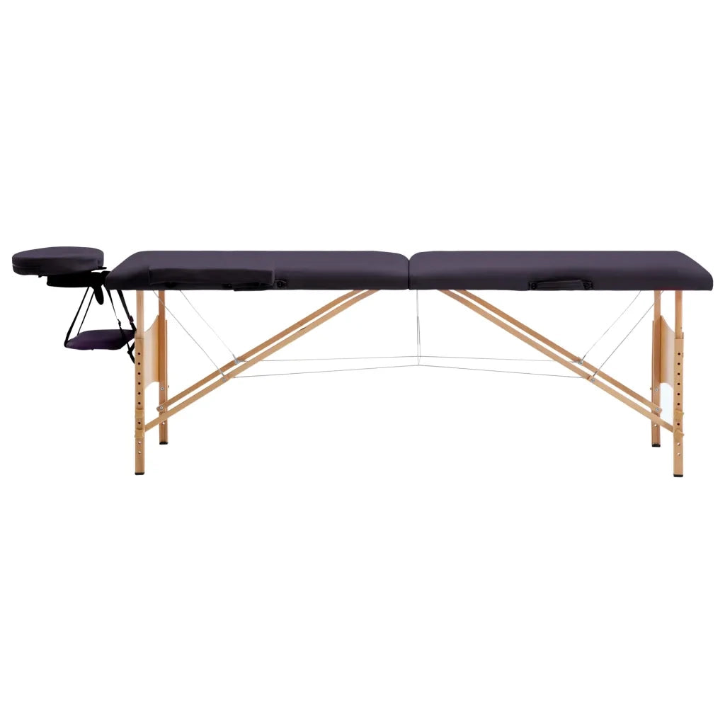 Lettino da Massaggio Pieghevole a 2 Sezioni in Legno Viola CFW3550202