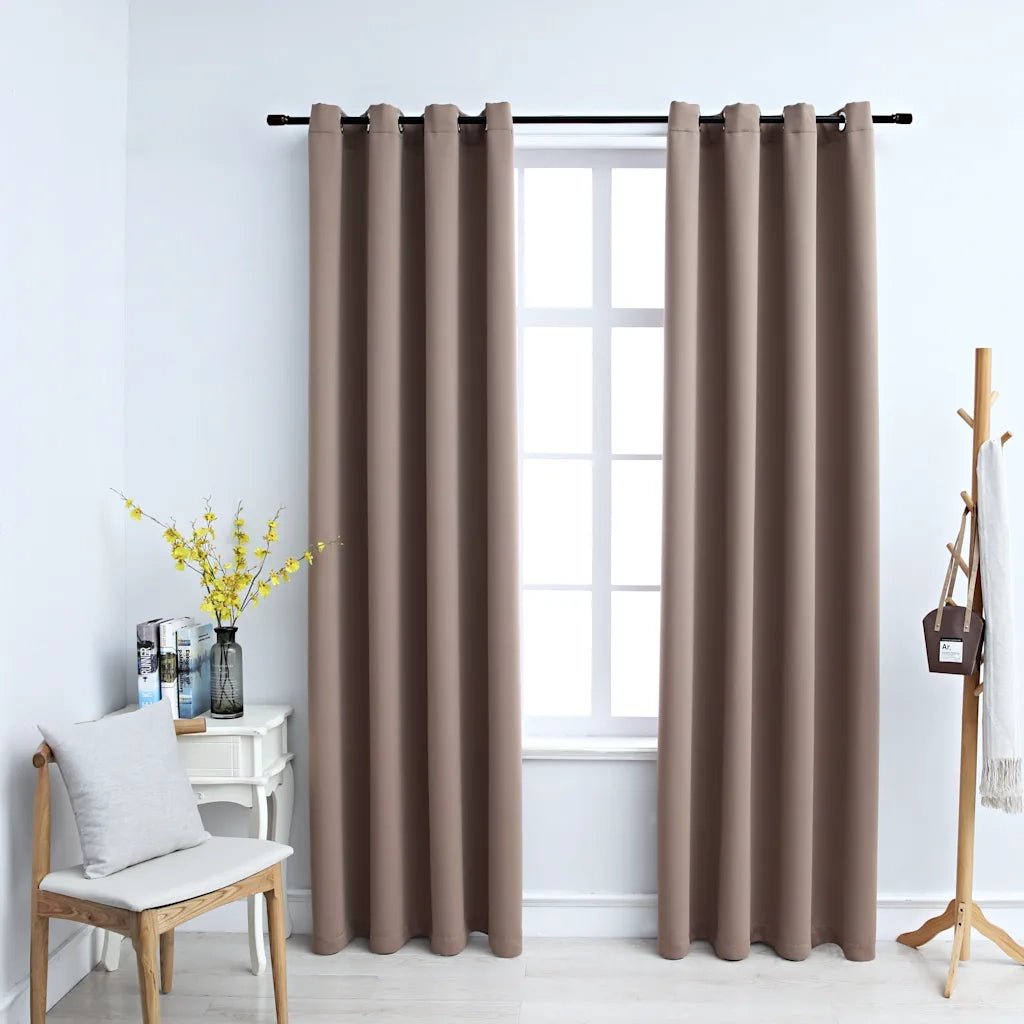 Tende Oscuranti | Tende Blackout con Anelli Metallo 2 pz Grigio Talpa 140x175 cm