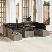 Set Divano da Giardino 10 pcs Grigio Poly Rattan 3357982