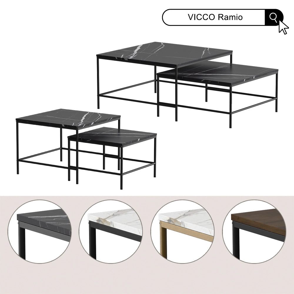 Vicco Tavolino da divano Nero 80 x 80 cm 2 parti