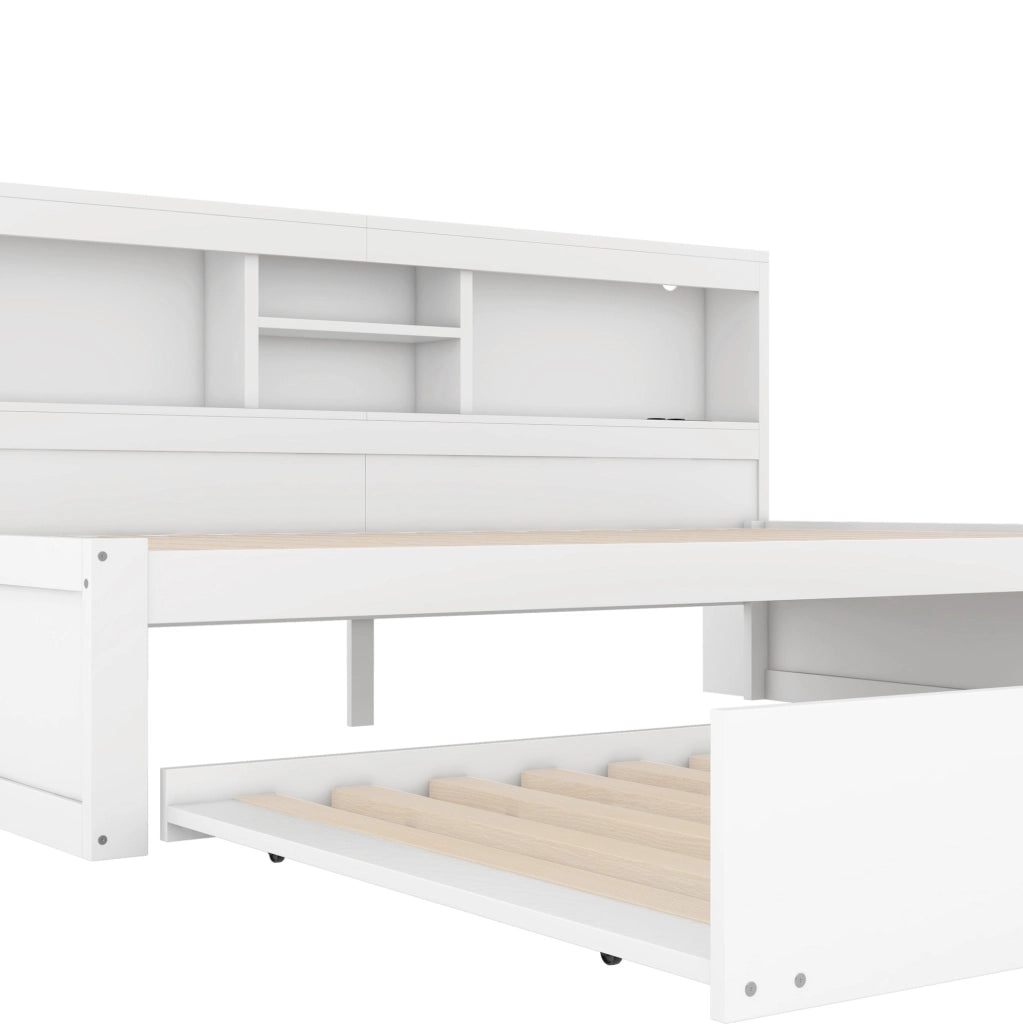 Divano letto multifunzione 90x200 cm con luce ambiente, vano laterale e letto estraibile