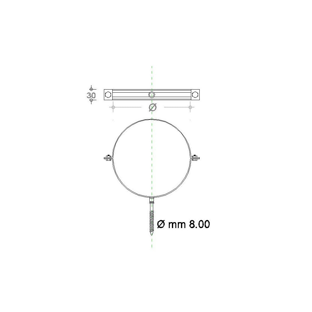 Collare fascetta murale inox 180mm spessore 8 decimi aisi 304