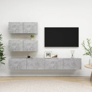 Set di Mobili Porta TV 4 pz Grigio Cemento in Legno Multistrato 3079131
