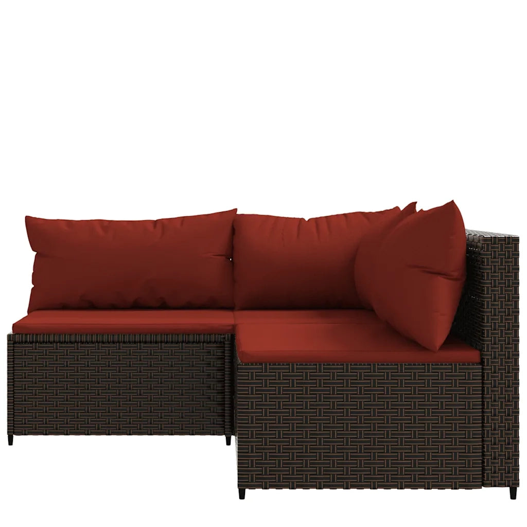Set Mobili da Giardino 3 pz con Cuscini in Polyrattan Marrone 319812