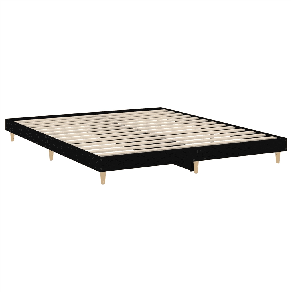 Letto matrimoniale | Letto per adulti | Giroletto Nero 200x200 cm in Legno Multistrato