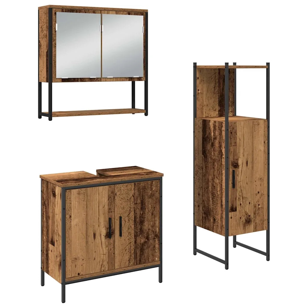 Set di mobili per il bagno 3 pcs Marrone Legno multistrato 3334367