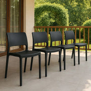 Set di 4 sedie da esterno Cereseto, Seduta da giardino, Per indoor o outdoor, Impilabile, Made in Italy, 47x53 h82 cm, Antracite