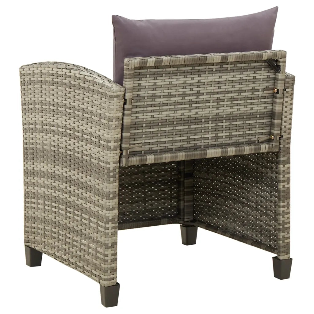Sedia da Giardino con Cuscini in Polyrattan Grigio 316872