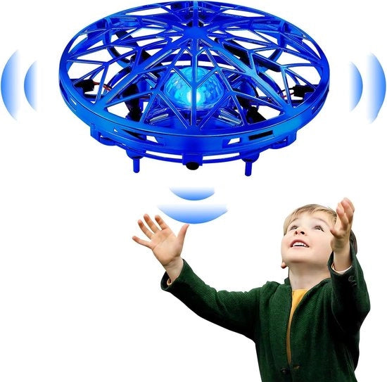 Drone mini infrarossi sensibile - luce LED - rotazione 360° - giocattolo da volo - per interni ed esterni - 6-14 anni (blu)