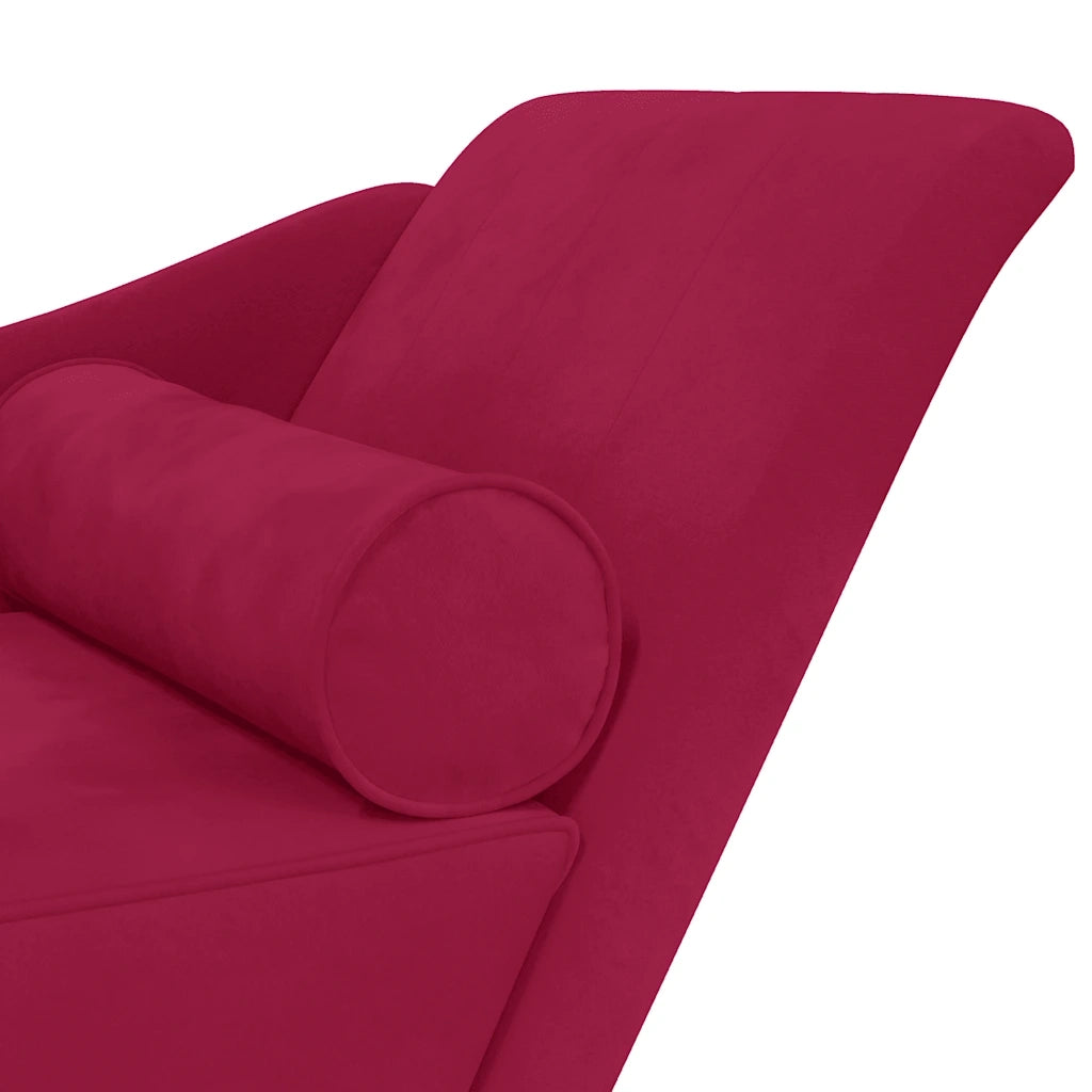 Chaise Lounge con Cuscini Rosso Vino in Velluto 4007592