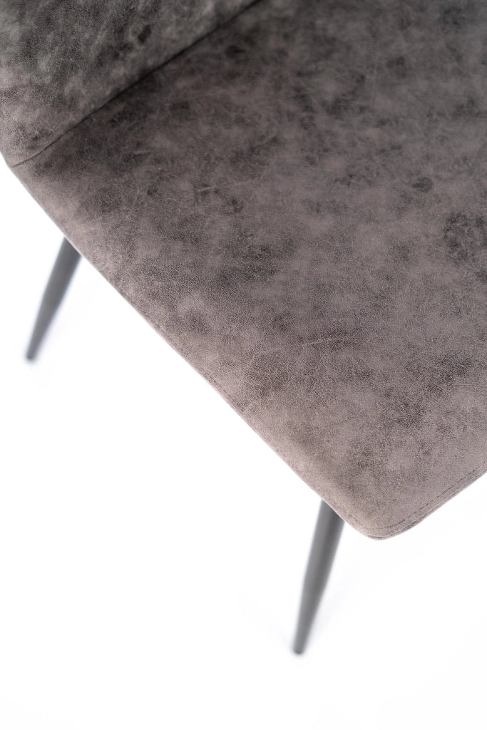 Sedia Lea con Struttura in Metallo e Seduta in Similpelle Grigio Vintage - Design Moderno Ergonomico 48.5 x 49 x 88 cm per Interni