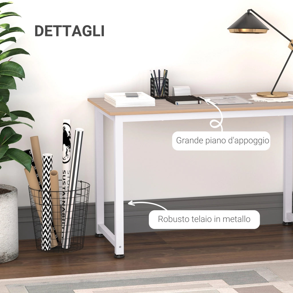 Scrivania per Computer Salvaspazio con Piedini Regolabili. Tavolo Scrittoio Scrivania PC per Gaming. Casa. Sala da Pranzo. Studio e Ufficio. 120x60x76 cm. Rovere e Bianco