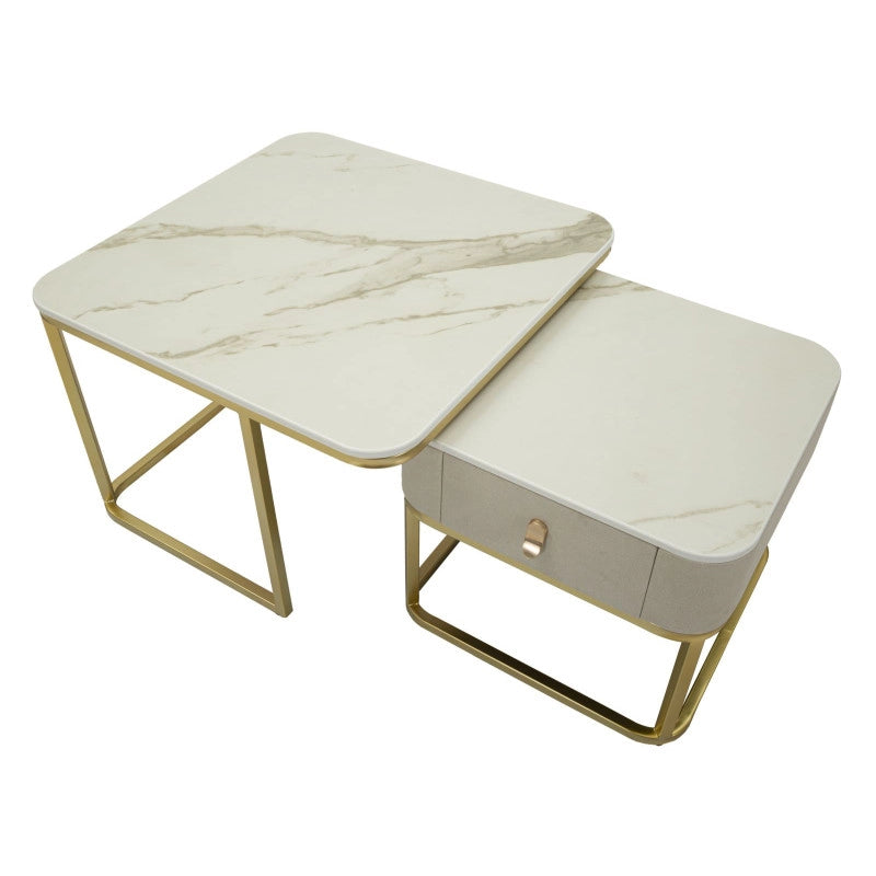 Tavoli Da Caffe' Beauty Coppia cm 70x70x48-50x50x43,5