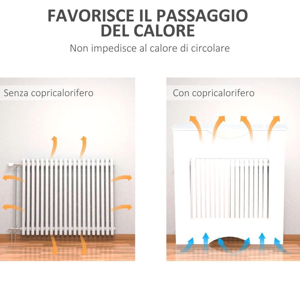 Copritermosifone Bianco in MDF con Piano ¨C zephmum ¨C 78x19x82 cm