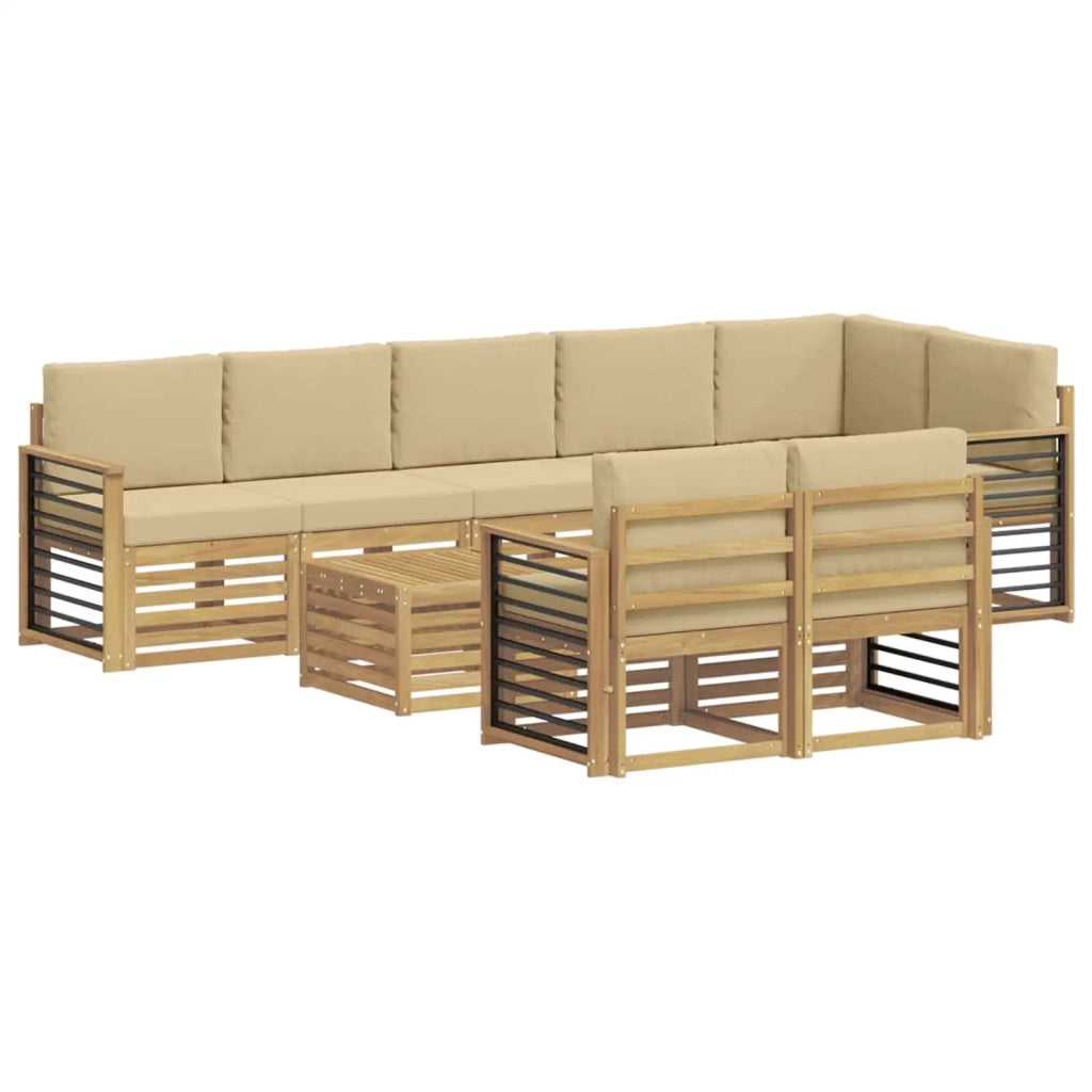 Set di divani da esterno 9 pcs Bianco e Beige 59 x 59 x 37 cm 3392088