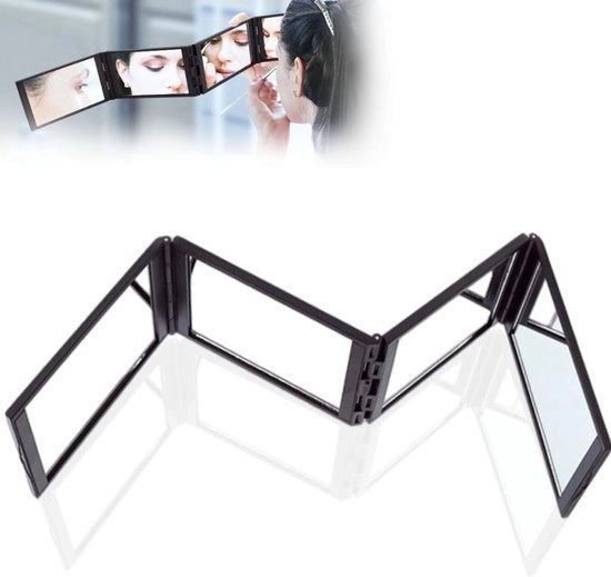 Specchio a sfera 360 gradi portatile - composto da 4 facce - specchio a mano compattibile - maniglia in plastica - ideale per styling