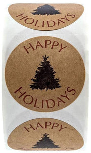 Sticker di Albero di Natale 500 Pezzi - Buone Feste - Etichette Sferiche - Carta Carta Kraft - Etichette Decorative per Regali - Facili da Applicare