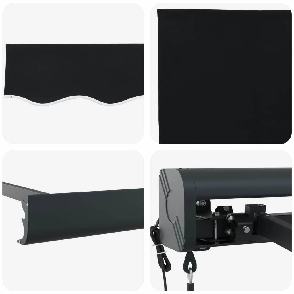Tenda da Sole Nero 350 x 250 x 165 cm Poliestere e Alluminio 3330336