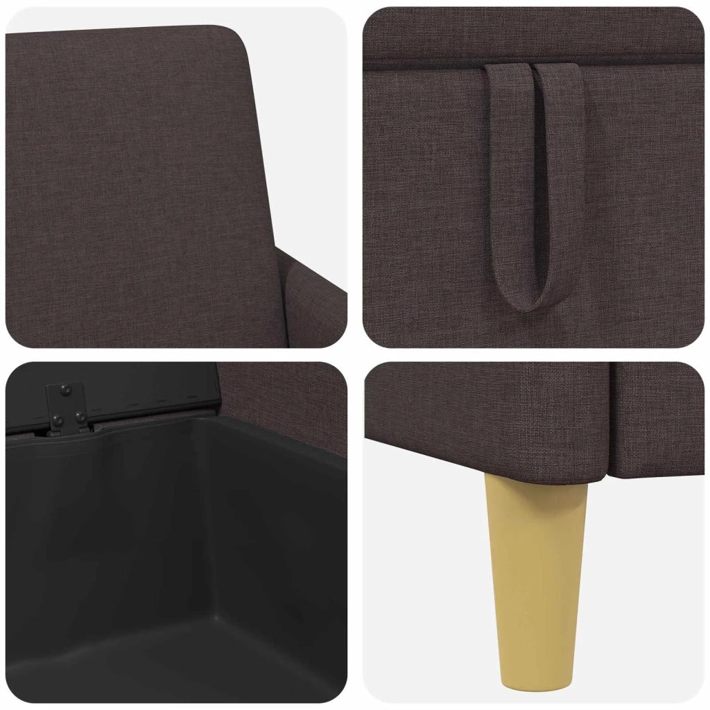 Set di Divani con Storage 2 pz Marrone Scuro Poliestere 3429180