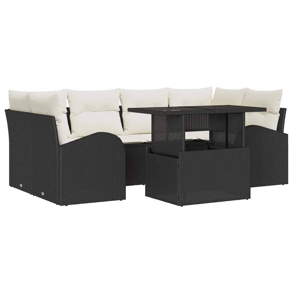 Set Divano da Giardino 7 pcs Nero Rattan in Polipropilene 3357310