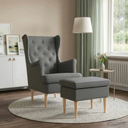 Poltrona con Ottomano 2 pz Grigio Scuro Tessuto 3418807