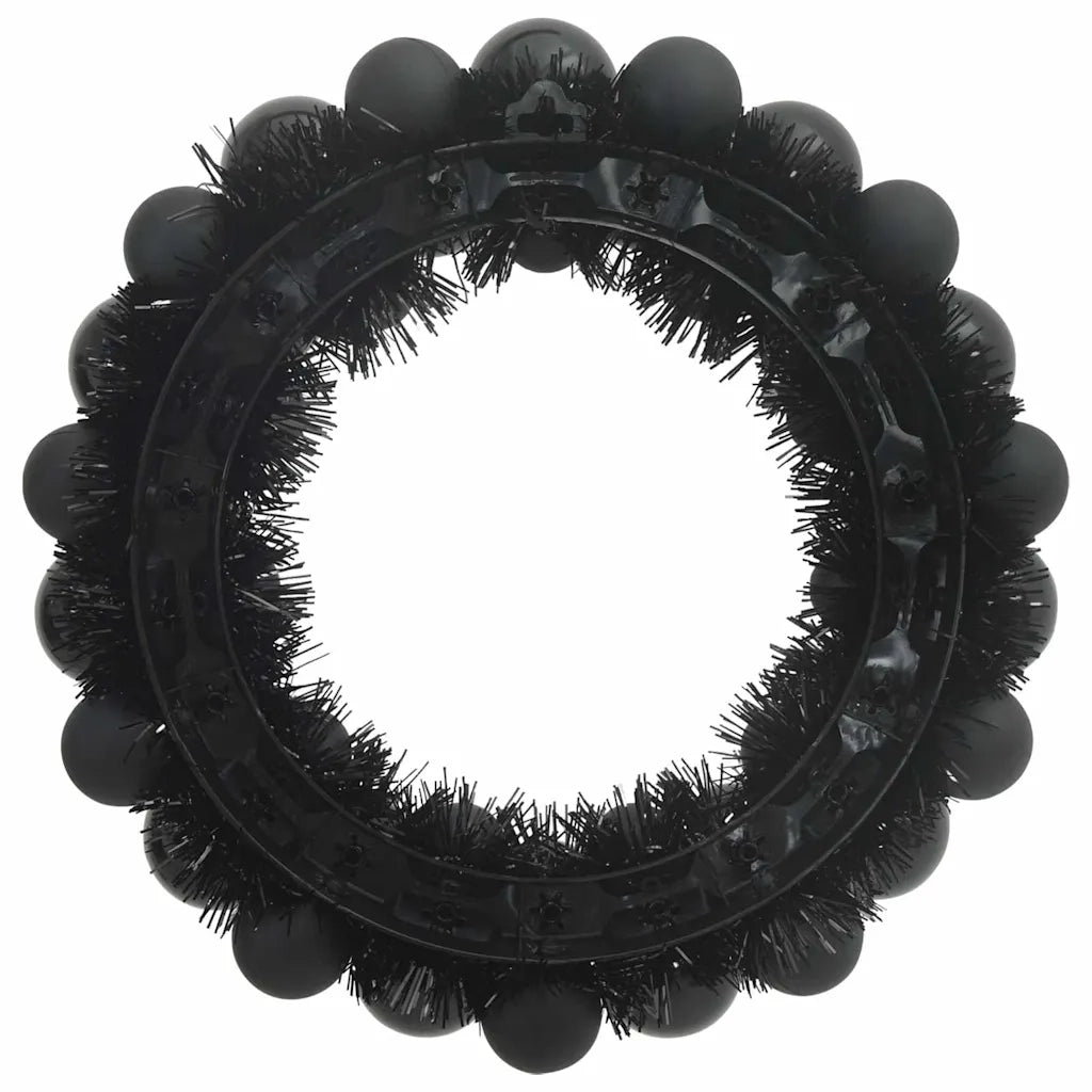 Corone di Palline di Natale 2 pz-Decorazioni natalizie Nero 33 x 33 x 7 cm