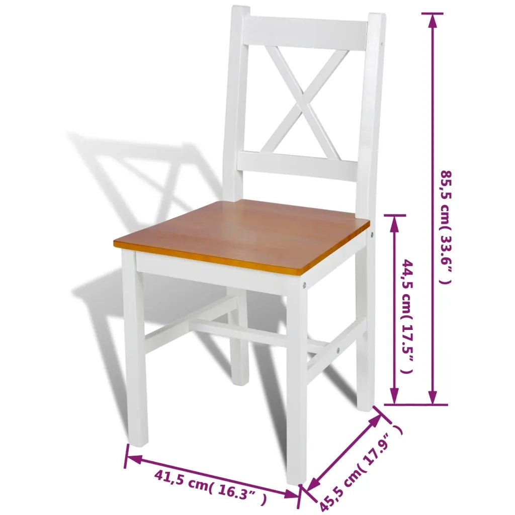 Sedie da Pranzo 4 pz | Sedie da cucina Bianche in Legno di Pino