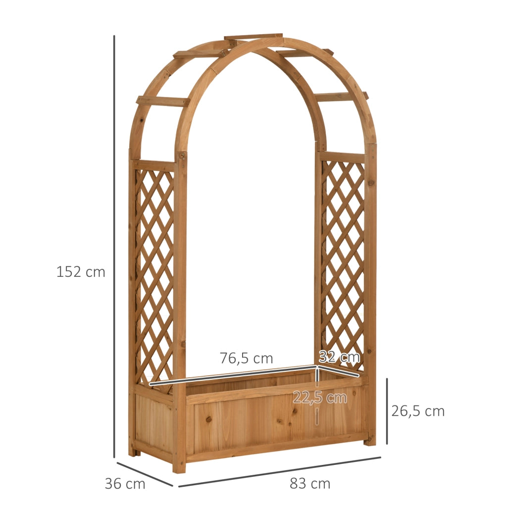 Fioriera con graticcio e arco ¨C Xylo ¨C legno pino pre-oliato 83x36x152 cm