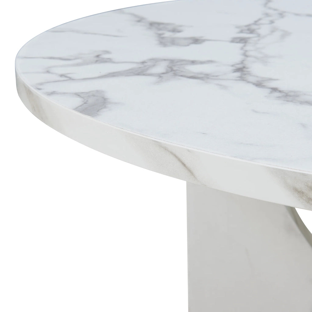 Tavolino/consolle/tavolino laterale 80 x 42 cm effetto marmo bianco 03_0010845