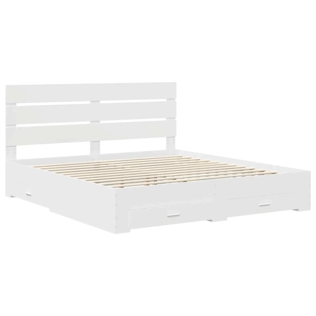 Letto matrimoniale | Letto per adulti | Struttura del letto Bianco 180 x 200 cm Legno multistrato