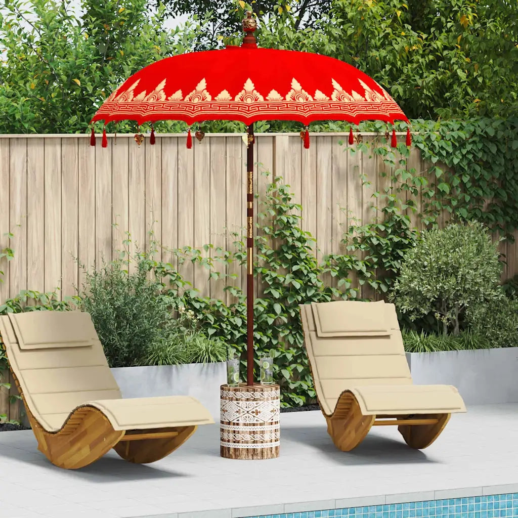 Ombrello balinese con base Rosso 185 x 185 x 260 cm 3356897