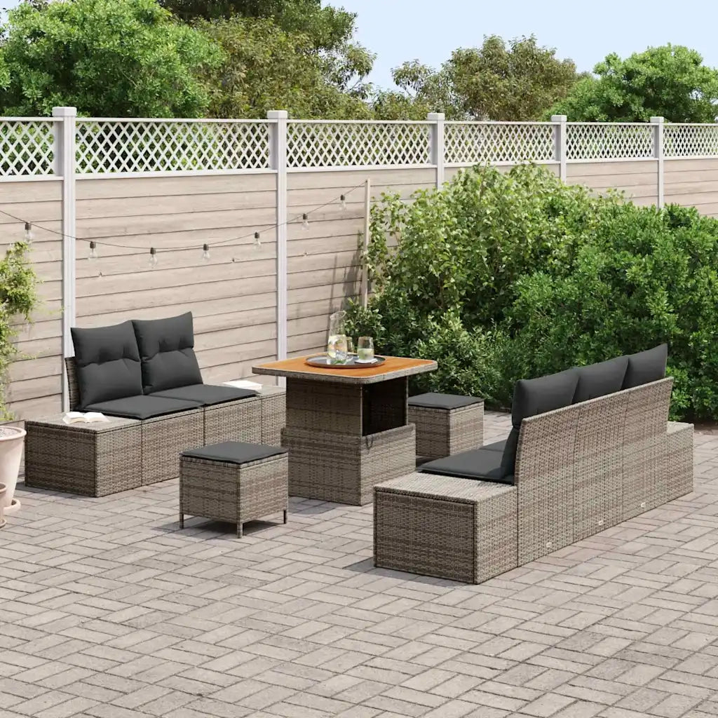 Set Divano da Giardino con cuscino 8 pcs Grigio Poly Rattan 3364678