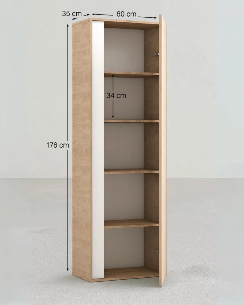 Armadio multiuso Joy - Dispensa salvaspazio con 4 ripiani regolabili - Struttura in virginia con finitura bianca - 60 L. x 176 H. x 35 P._