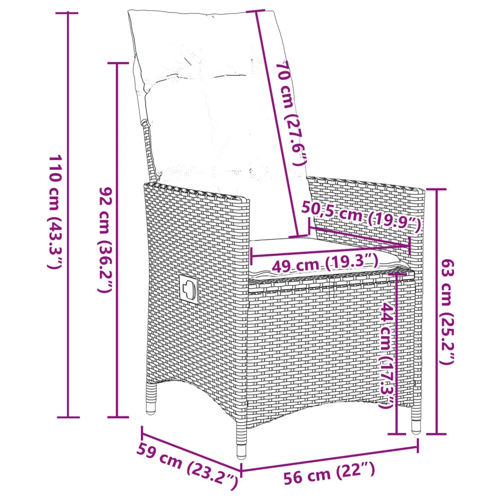Set da Pranzo da Giardino 5 pz con Cuscini in Polyrattan Grigio 3276736
