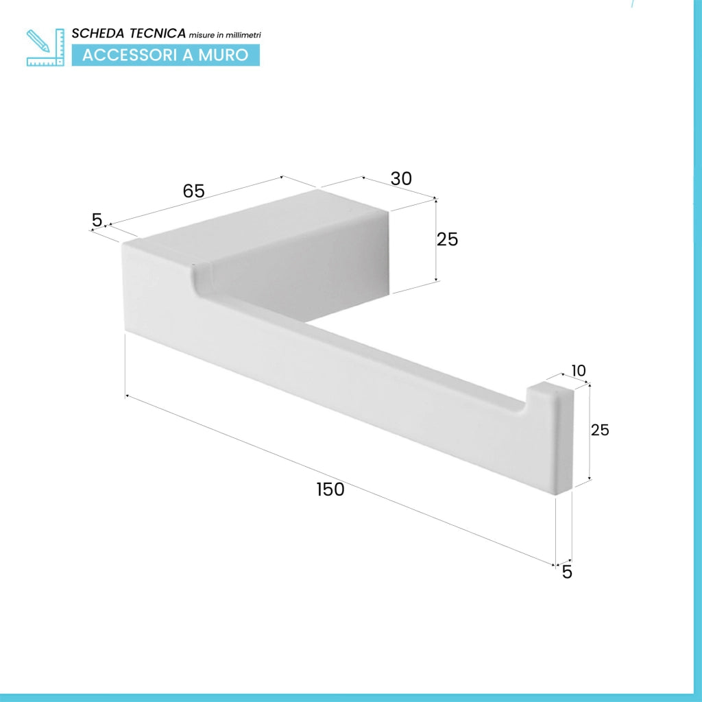 Set accessori bagno da muro 4 pezzi in alluminio bianco Sky