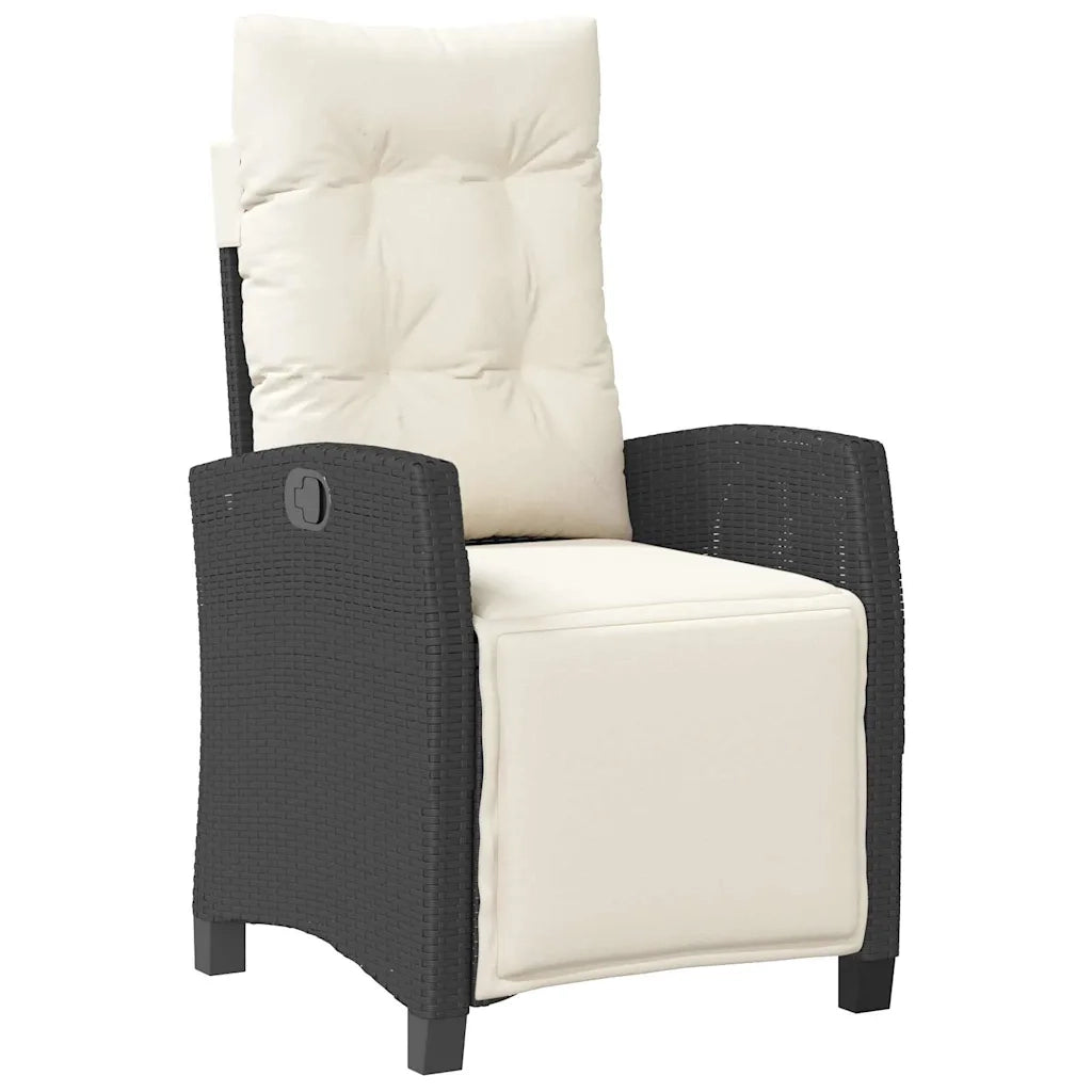 Set da Pranzo per Giardino con cuscino 5 pcs Nero polyrattan