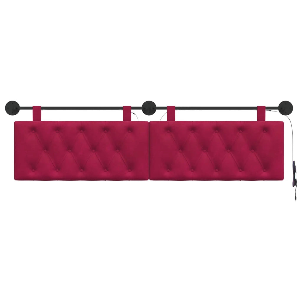 Testiera sospesa Con luce LED Rosso Vino Velluto 3424670