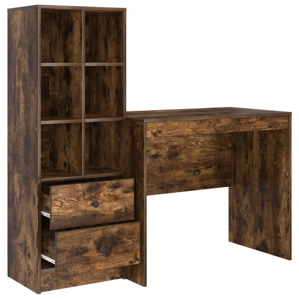 Scrivania con cassetto con lo scaffale 2 pcs Rovere fumé 3337365