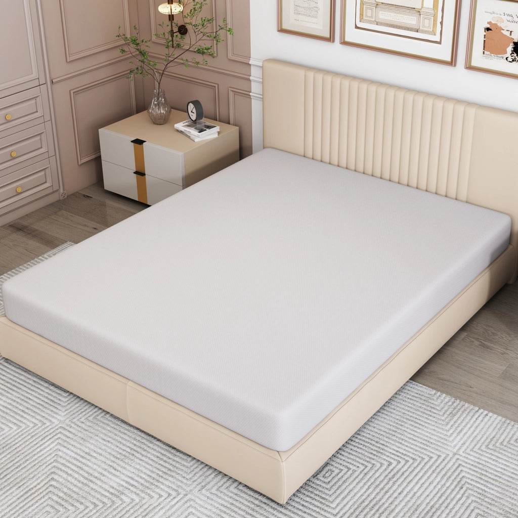 OKWISH Materasso in schiuma fredda 140×200 cm, Materasso Matrimoniale con Fodera Antiscivolo, Maniglie e Rigidità H3, senza Materasso, Bianco