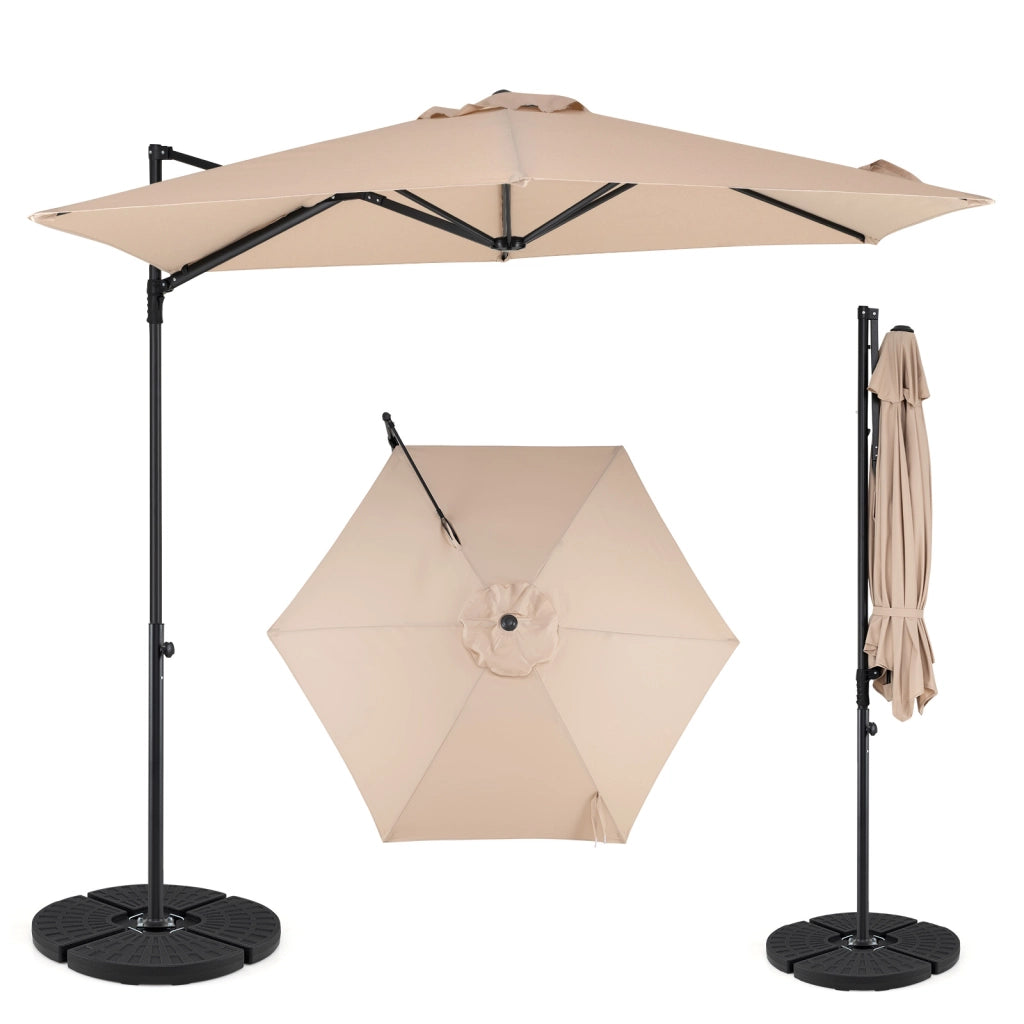 Ombrellone da giardino con rotazione a 360¡ã palo e costole in metallo base parte superiore ventilata, Ombrellone 3 x 3 m Beige