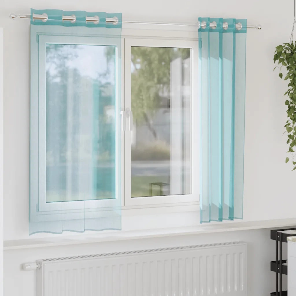 Tende in Voile con Occhielli 2 pz Turchese 4102143