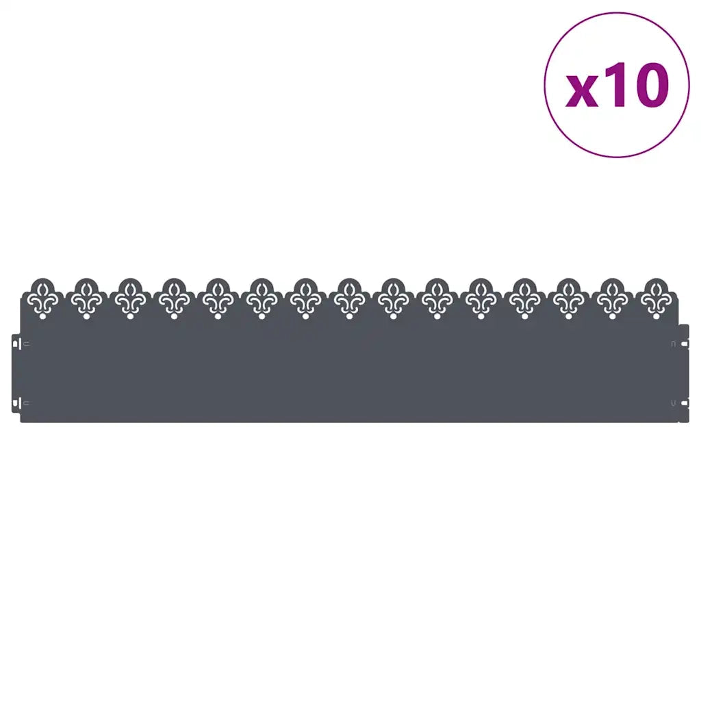 Bordure per prato 10 pcs Antracite 103 x 0,05 x 22 cm Acciaio 874750