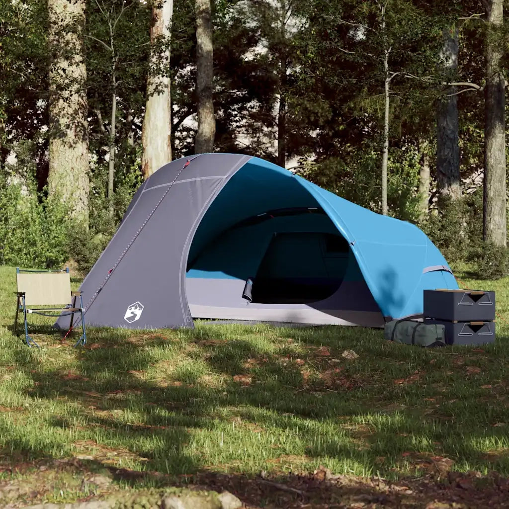 Tenda da Campeggio | Tenda Familiare a Cupola per 4 Persone Blu Impermeabile