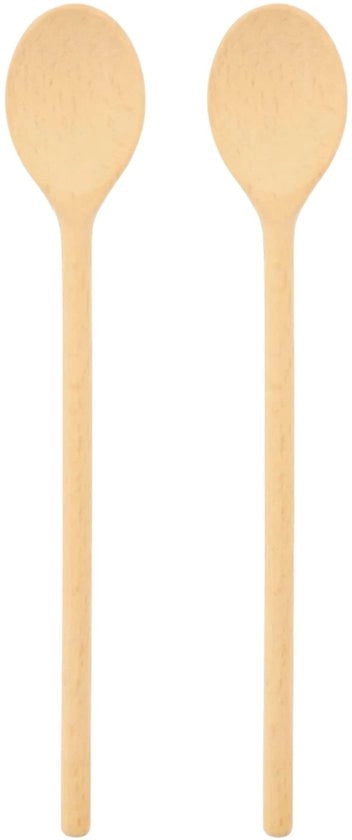 2 x Cucchiari da cucinare in legno robuste, 30 cm, cucchiaio da cucina in legno ovale per cucinare e friggere, garantito indeformabile al normale utilizzo