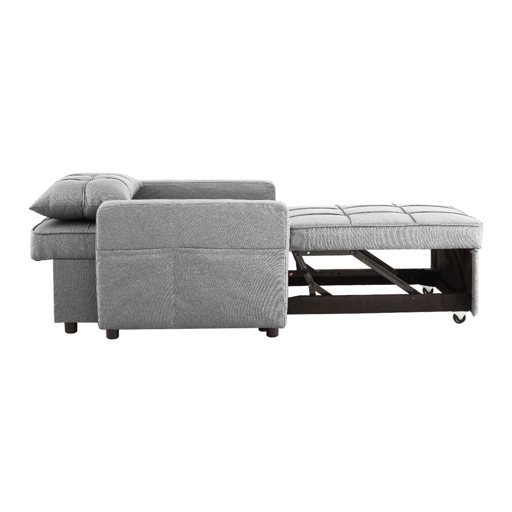 Poltrona Letto Miray in Tessuto Grigio con Seduta Trapuntata – Design Salvaspazio